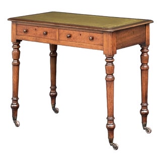 English Writing Table or Desk of Mahogany With Inset Leather Top For Sale