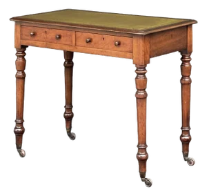 English Writing Table or Desk of Mahogany With Inset Leather Top