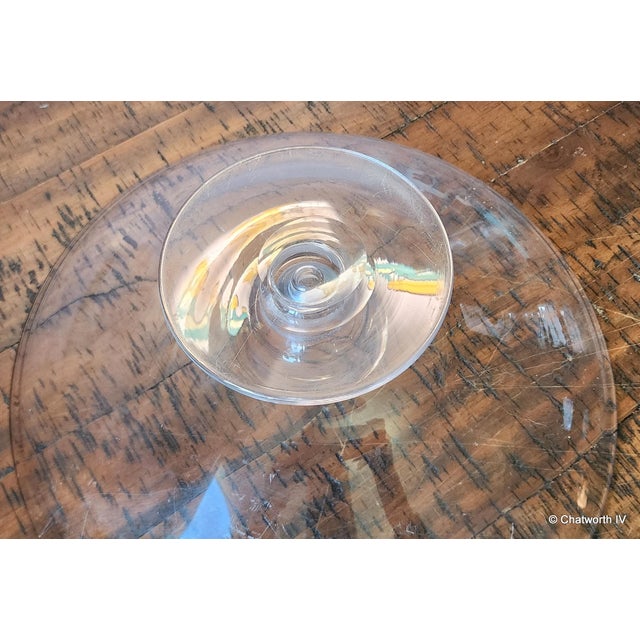 Vintage Glass Footed Centerpiece Compote Bowl, 20th Century For Sale - Image 4 of 5
