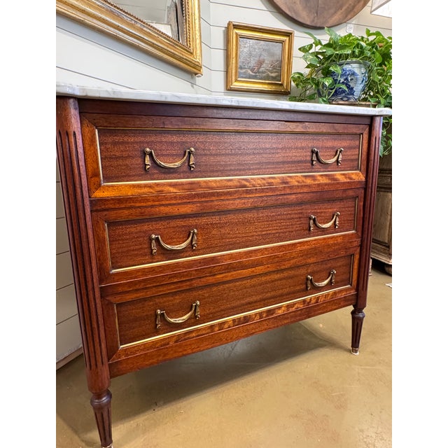 19th Century French Louis XVI Chest With Marble For Sale - Image 12 of 15