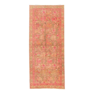 1940s Handmade Vintage Persian Malayer Allover Wool Rug With Brown & Pink Field For Sale