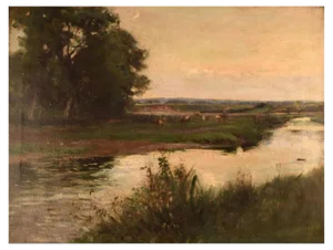 English Landscape with Grazing Cows by Joseph Milne