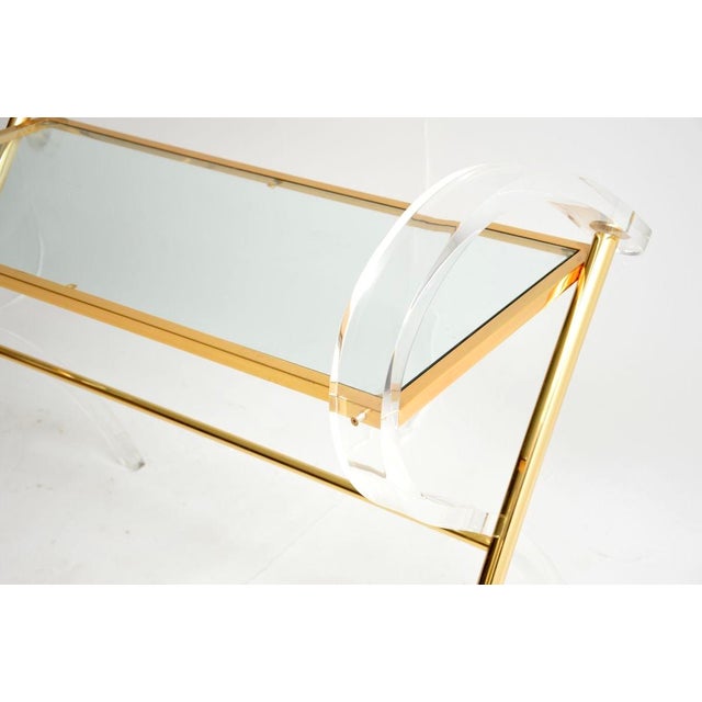 Gold Vintage Italian Acrylic Glass and Gold Finish Console Table, 1970s For Sale - Image 8 of 11