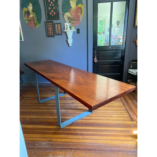 1960s Mid Century Solid Sapele Mahagony Slab Dining Table For Sale - Image 5 of 12