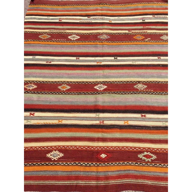 Vintage Striped Turkish Kilim Rug, 63" X 77" For Sale - Image 4 of 11