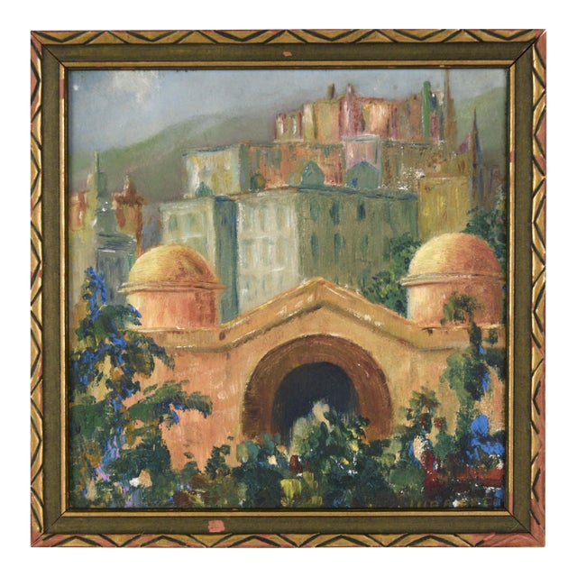 Miniature Cityscape With Flowers and Old Bridge For Sale