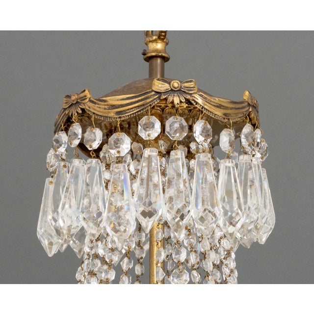 Late 20th Century French Empire Style Bronze Basket Chandelier For Sale - Image 4 of 11
