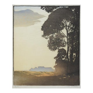 Early 20th Century Leo Frank Forest Landscape Woodcut For Sale