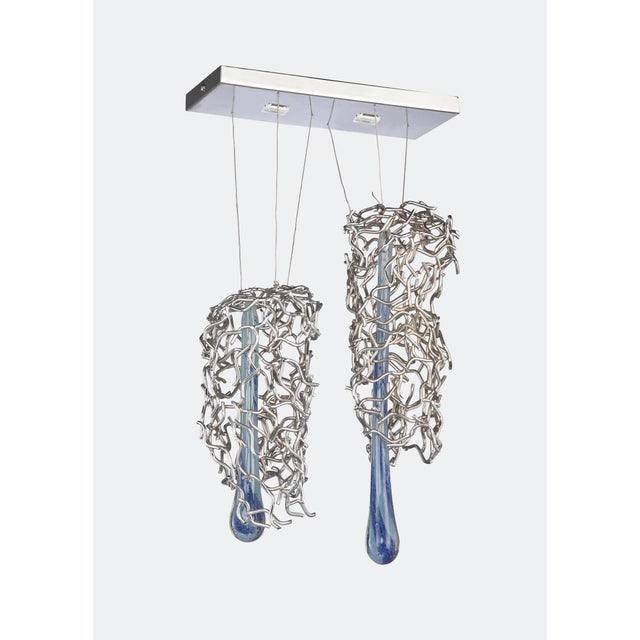 Metal New Copper Hanging Chandelier Pendant Lamp With Five Tubes For Sale - Image 7 of 8