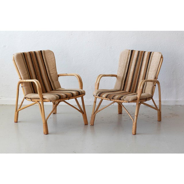 Danish Rattan Lounge Set with Sofa, Armchairs and Coffee Table, 1970s, Set of 4 For Sale - Image 6 of 11