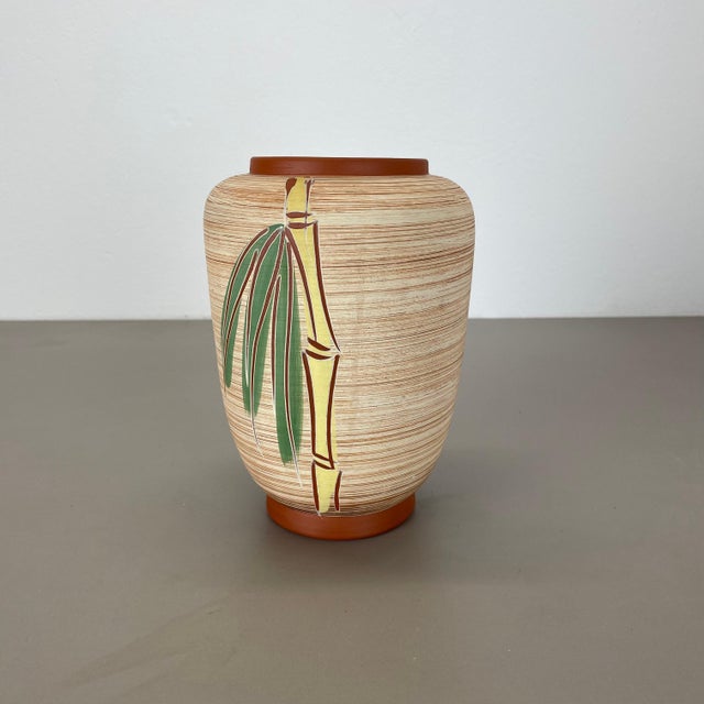 Colorful Abstract Bamboo Ceramic Pottery Vase from Eiwa Ceramics, Germany, 1960s For Sale - Image 15 of 18