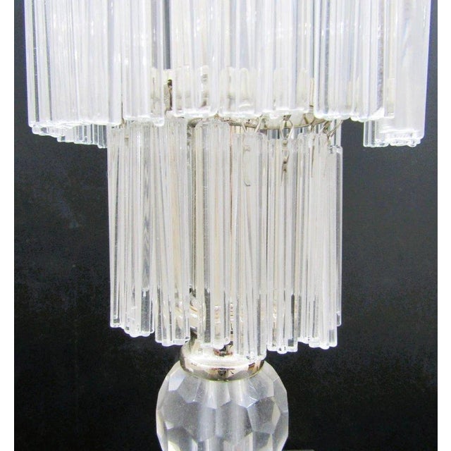 1990s Art Deco Style 4-Tiered Crystal Rods and Chrome Table Lamps - a Pair For Sale - Image 9 of 18