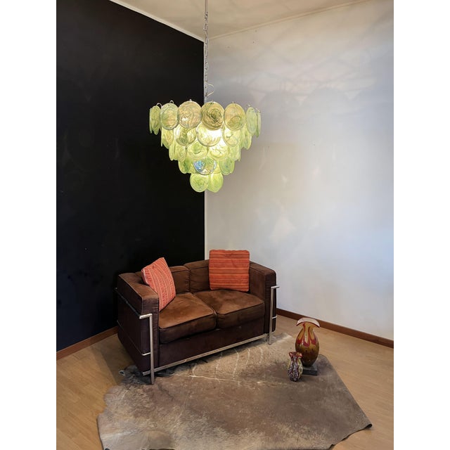 Space Age Murano Chandelier with Green Albaster Iridescent Glass Plates, 1990s For Sale - Image 18 of 18
