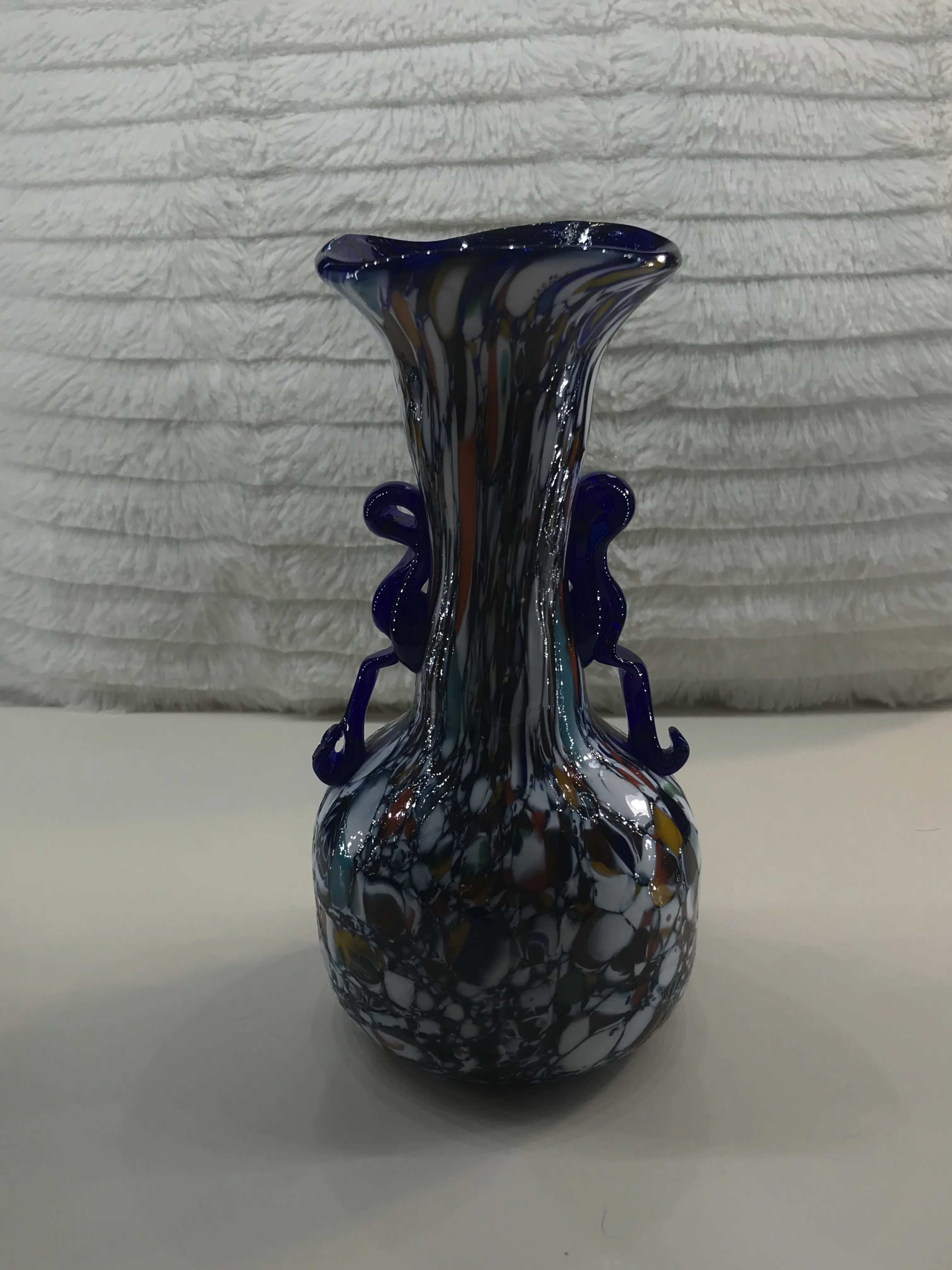 1920-1930's Blue Murano Glass Vase From Toso | Chairish