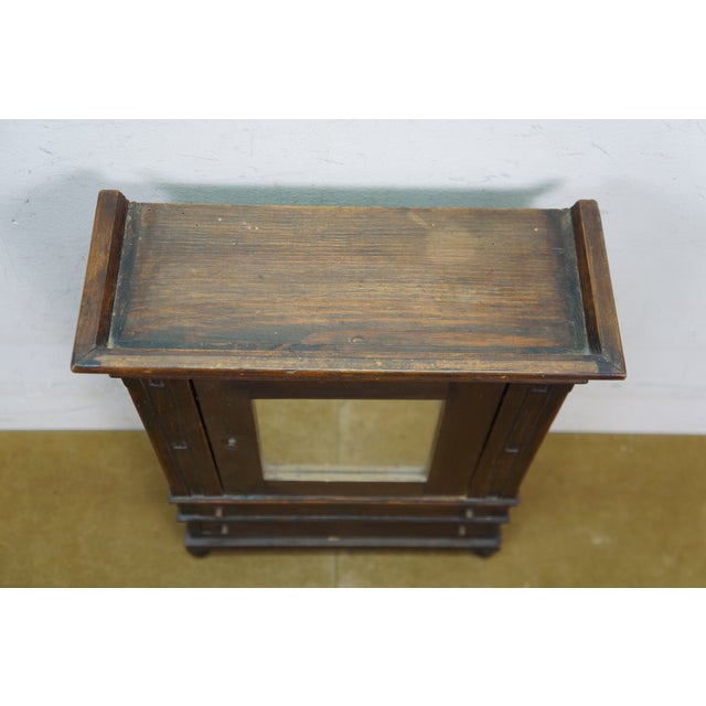 Early 20th Century Antique Oak Salesman Sample Mirrored Dollhouse Armoire Wardrobe Cabinet 16" For Sale - Image 5 of 17