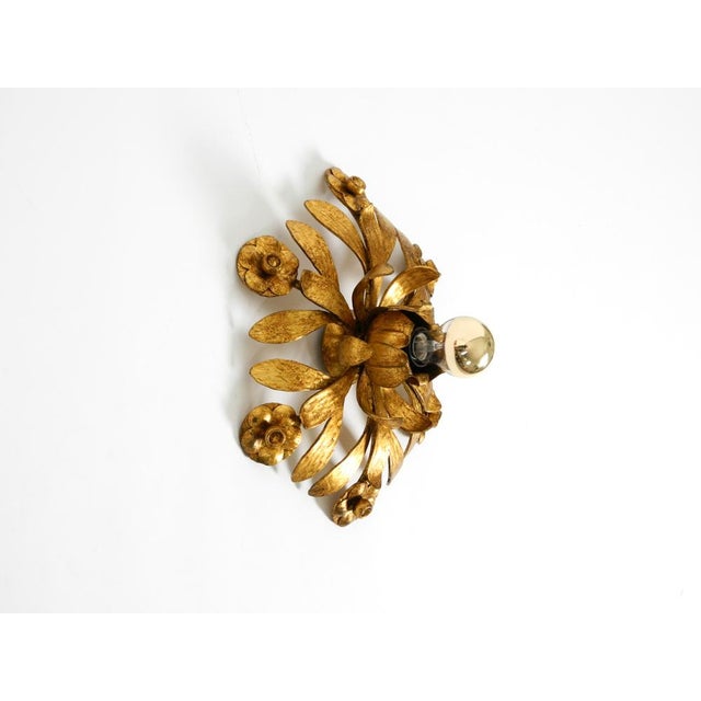 Brutalist Florentine Gold-Plated Iron Ceiling Lamp, 1960s For Sale - Image 6 of 18
