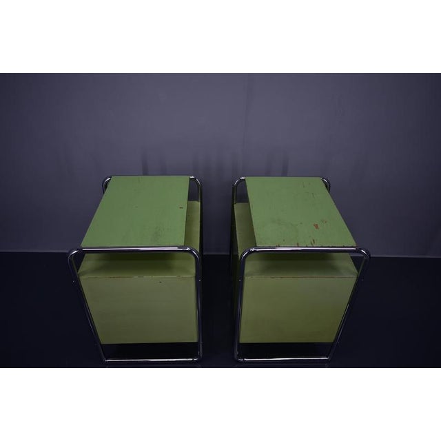 Bauhaus Night Stands attributed to Vichr & Co., 1930s, Set of 2 For Sale - Image 11 of 18