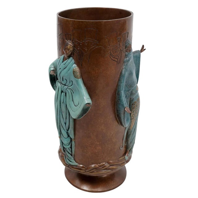 Cold painted bronze vase. Incised Erte signature with stamp numbered edition, foundry and date. Edition 95/275....