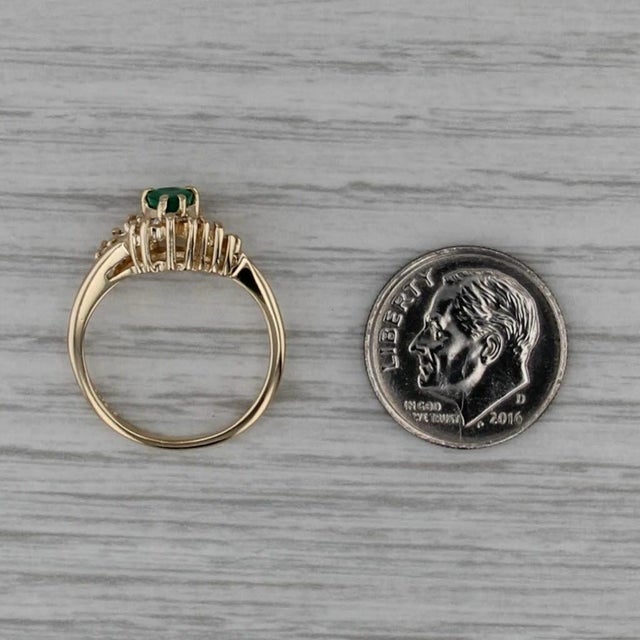 Gemstone Information: - Natural Emerald - Carats - 0.30ct Cut - Pear Brilliant Color - Green Treatment - Oiling - Natural...