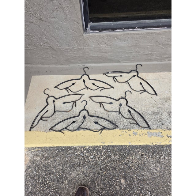 1980s Five Vintage Hand Wrought Iron Hangers For Sale - Image 5 of 5