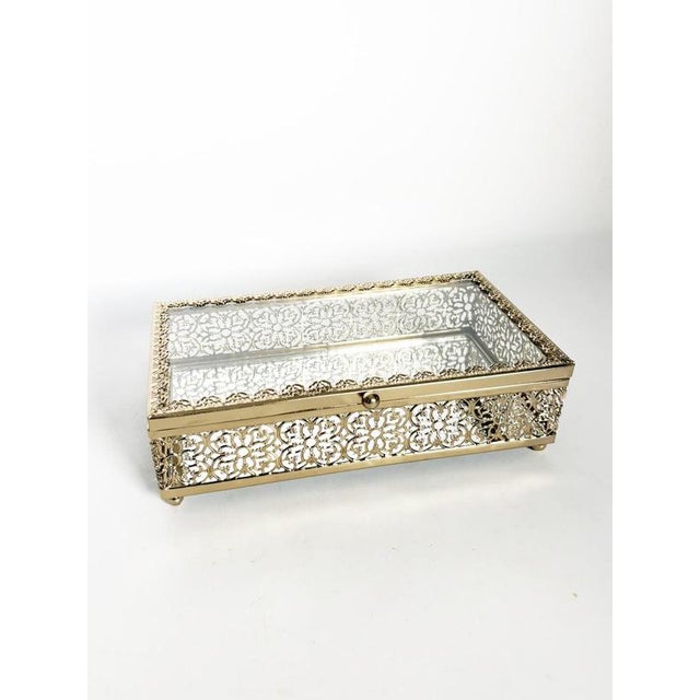 Hollywood Regency Glass and Metal Jewelry Box, France, 2000s For Sale - Image 3 of 12