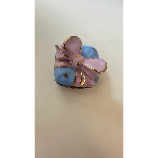 1990s Limoges Porcelain Gift Trinket Box Signed For Sale - Image 9 of 10