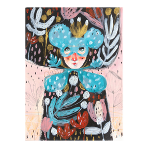 Passing Clouds - Colorful Whimsical Figurative Feminine Fantasy Art on Paper Original Artwork by Silvia Pavarini