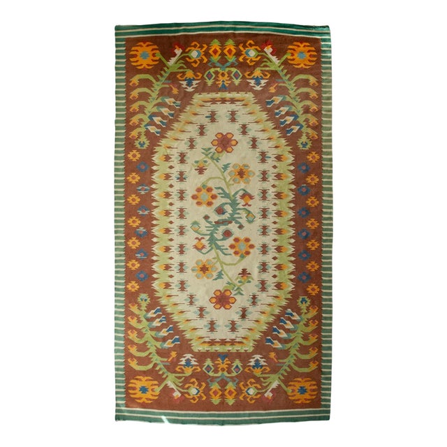 Large Vintage Anatolian Hand-Knotted Kilim Rug, Turkey, 1950s For Sale