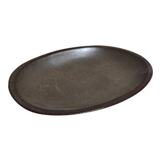 Textured Stoneware Oval Tray Attributed to Gordon & Jane Martz in Earthy Bronze For Sale