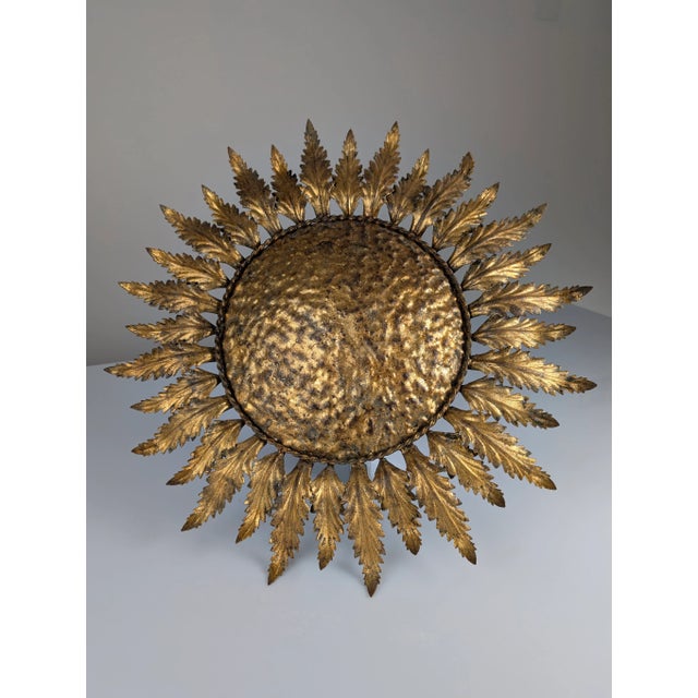 Mid-Century Modern Golden Sun Ceiling with Leaf Rays, 1950s For Sale - Image 3 of 8