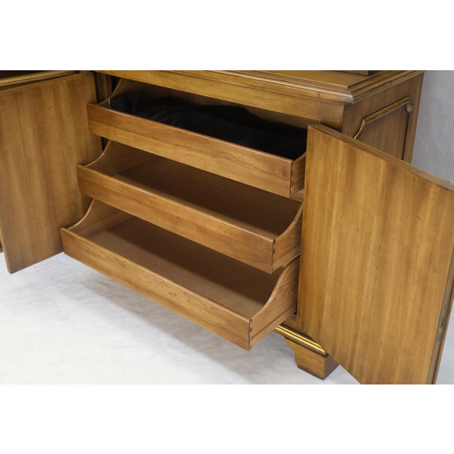 Very Fine Two Part Breakfront Sideboard Cabinet Wall Unit by John Widdicomb MINT. Decorative forged brass window grills...