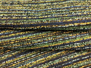 Navy Blue Aqua Yellow Green Black Textured MCM Mid Century Modern Upholstery Fabric