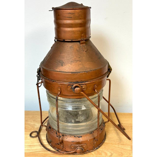 Antique English Maritime Lantern "Meteorite 50811" by Meteorite Lamp Co. For Sale - Image 12 of 12