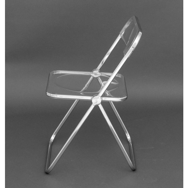 Giancarlo Piretti "Plia" Chrome and Acrylic Folding Chairs, Set of 8 For Sale - Image 9 of 12