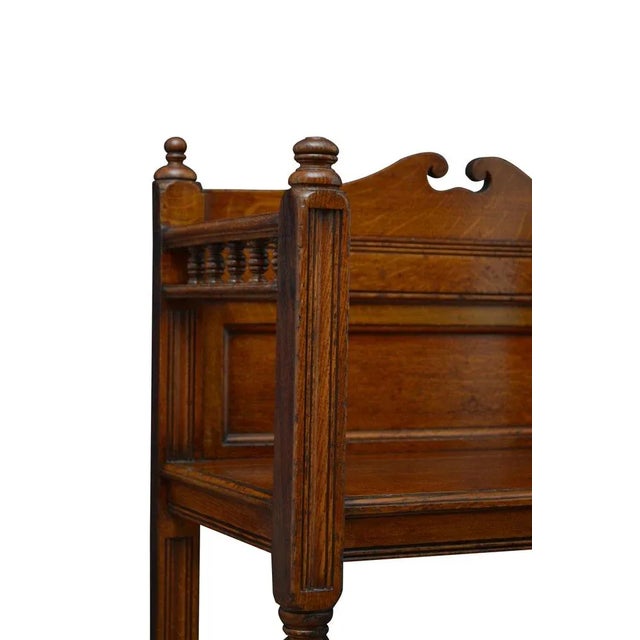 Wood Victorian Solid Oak Hall Bench For Sale - Image 7 of 13