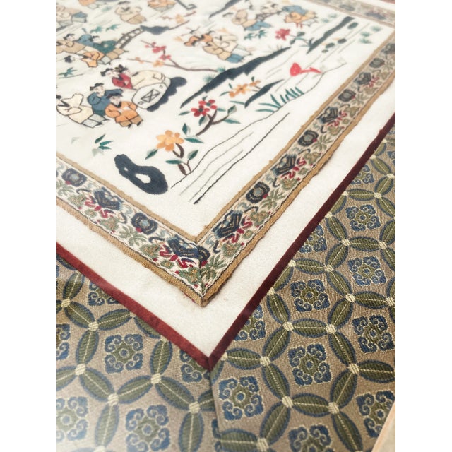 Antique Chinoiserie Silk Embroidered Panel, 100 Children Circa 1900 For Sale - Image 4 of 13
