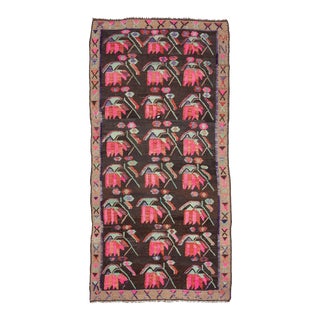 Vintage Floral Turkish Kilim Rug For Sale