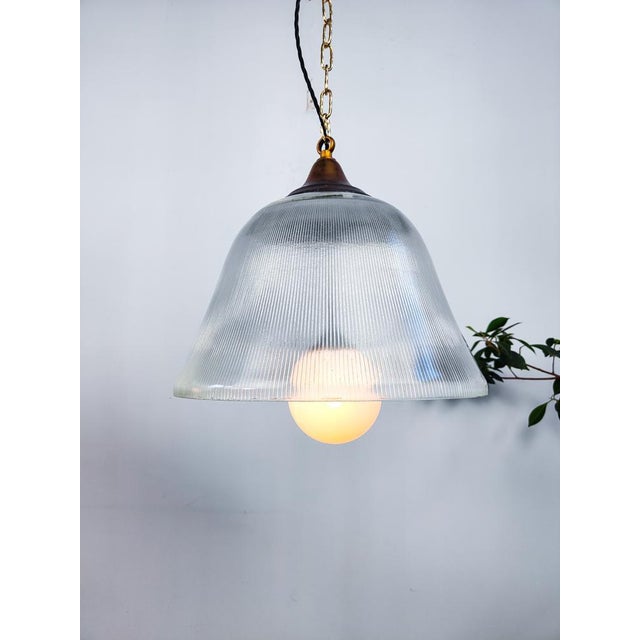 Mid-Century Modern Large Holophane and Opaline Glass Pendant Lights, 1970s For Sale - Image 3 of 7