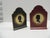 Vintage Red and Black English Toleware Silhouettes Bookends. Signed by the artist. Size: 4.75"W x 6.75"H x 5"D