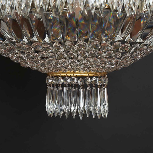 1950s Large Five-Light Crystal Ceiling Lamp, 1950s For Sale - Image 5 of 8