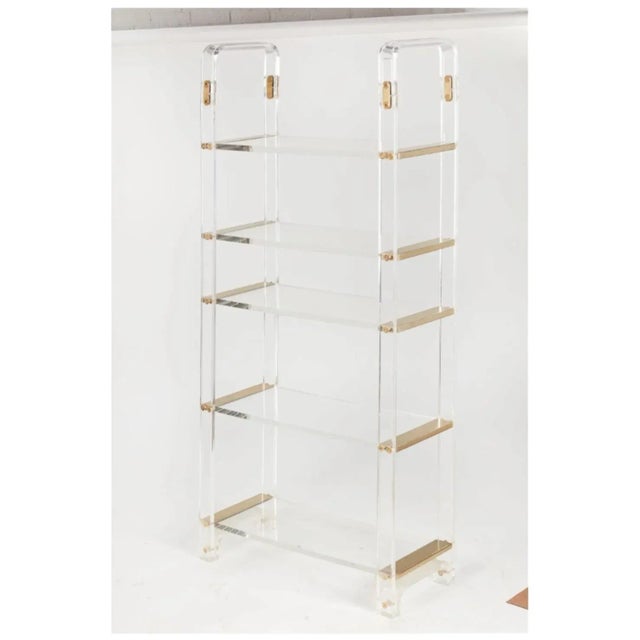 1970s Vintage Lucite & Brass Etagere in the style of Charles Hollis Jones For Sale - Image 9 of 12