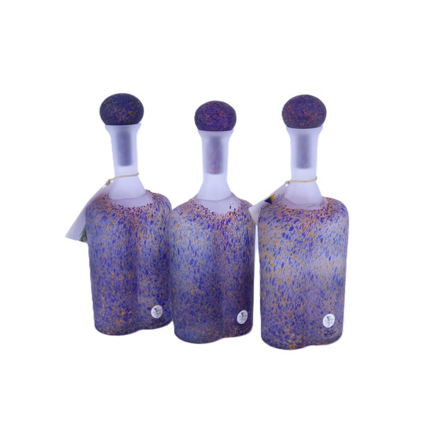 Kosta Boda Sweden, Sea Glasbruk art glass bottle with topper. Designed by Renate Stock. Could be used as liquor and...
