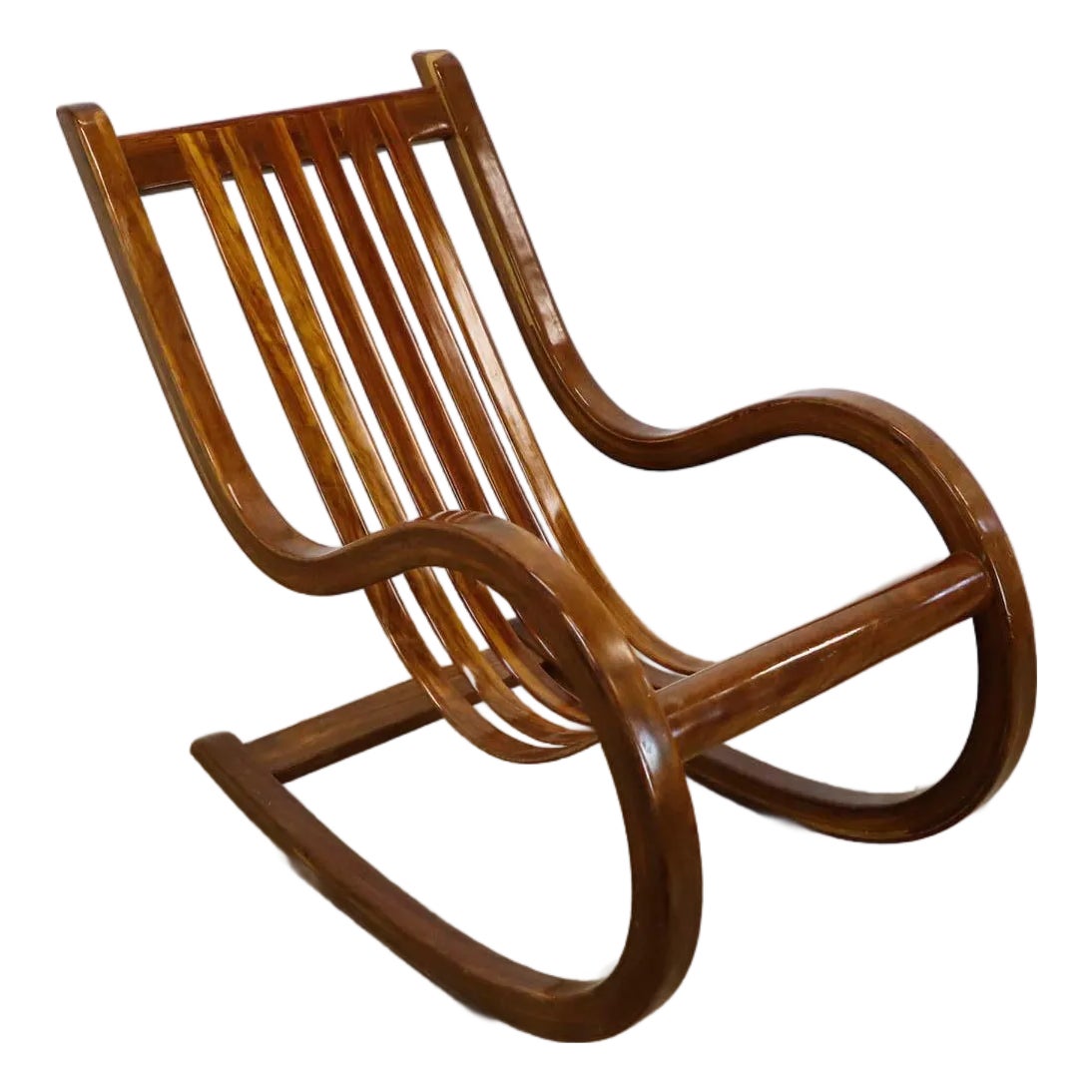 1970s Mexican Rocking Chair Made in Tropical Wood | Chairish