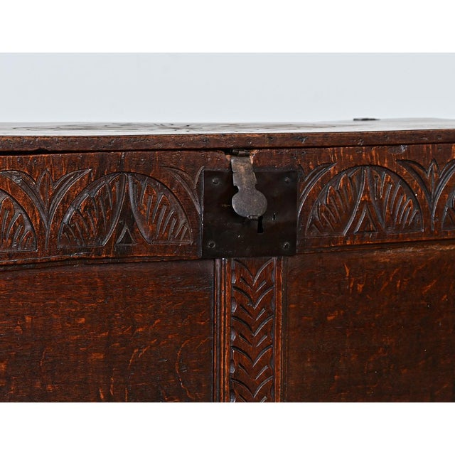 French Early 19th Century Carved Oak Coffer For Sale - Image 10 of 11