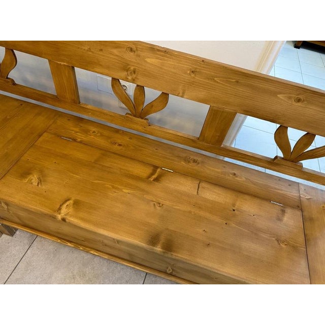 Farmhouse Corner Bench with Storage Function in Natural Wood For Sale - Image 13 of 15