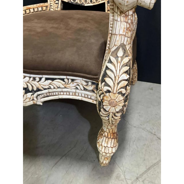 Anglo-Indian Bone-Inlaid Throne Armchair, India For Sale - Image 9 of 15