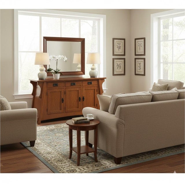 Brown Mission Oak Crofter Console Cabinet - 55" - Walnut Stain For Sale - Image 8 of 14