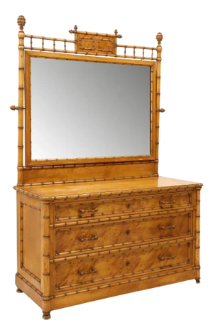 Late 19th Century Bird's Eye Maple and Faux Bamboo Dresser Commode