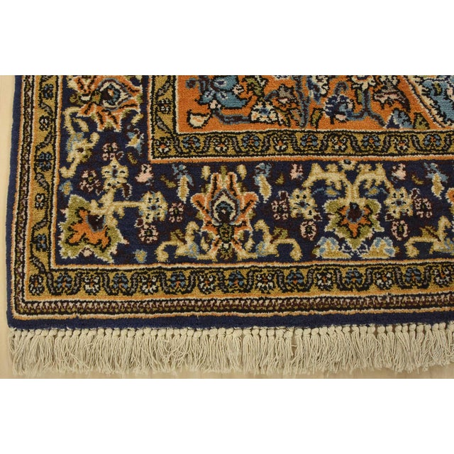 Qom Rug 3’7” X 5’3” Blue Wool Vintage Traditional Hand-Knotted Carpet For Sale - Image 9 of 12