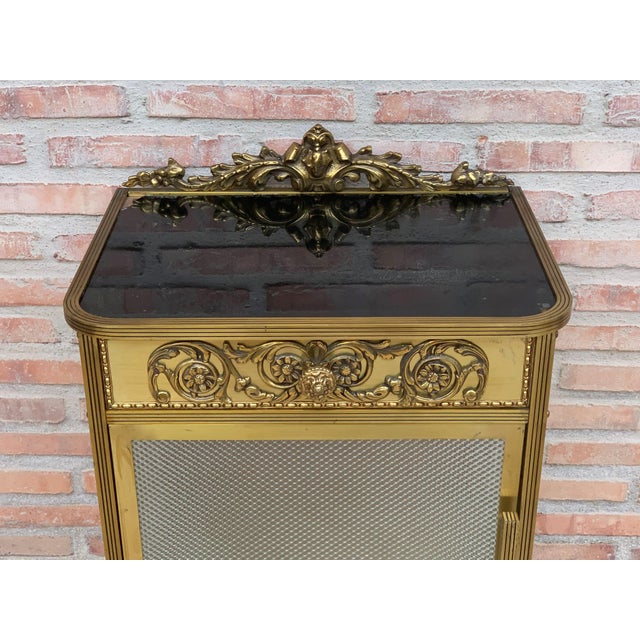 Mid-Century Modern Single Bronze Vitrine Nightstand With Glass Door and Drawer For Sale - Image 4 of 10